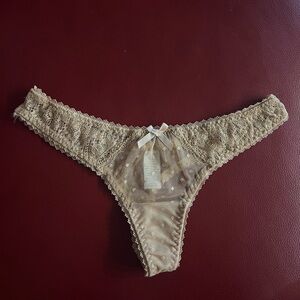 kathy ireland Beige Lace Sheer Bikini Panty